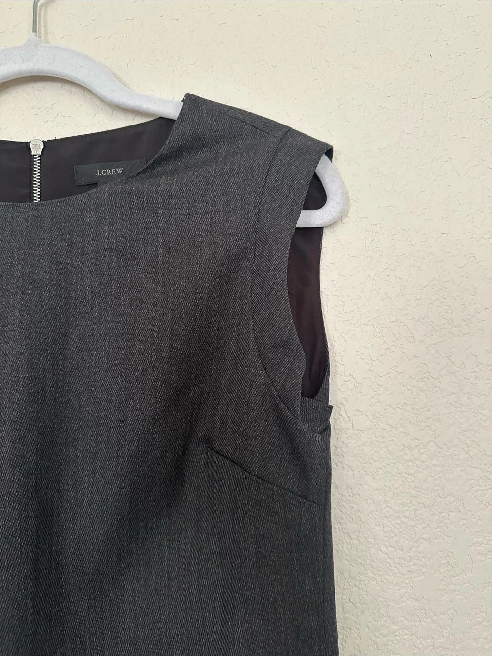 J.Crew Faux Leather Pocket Shift Dress Sleeveless Charcoal/Black Size 0 EUC